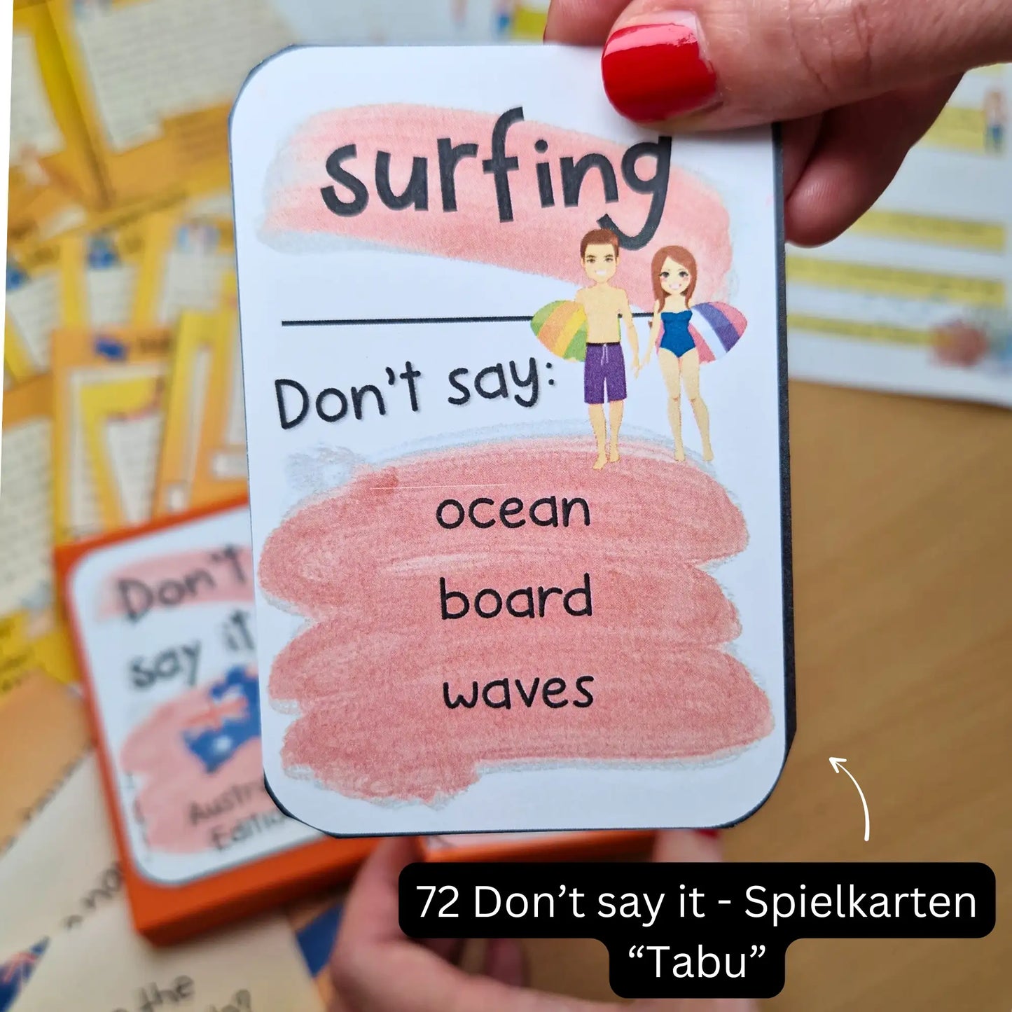 Australien Tabu Karten (Don't say it) für Englischlehrkräfte. 72 Spielkarten