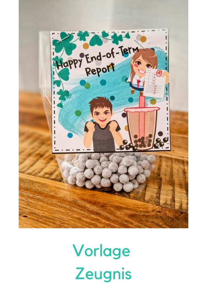 Bubble Tea Geschenk Vorlage Zeugnis