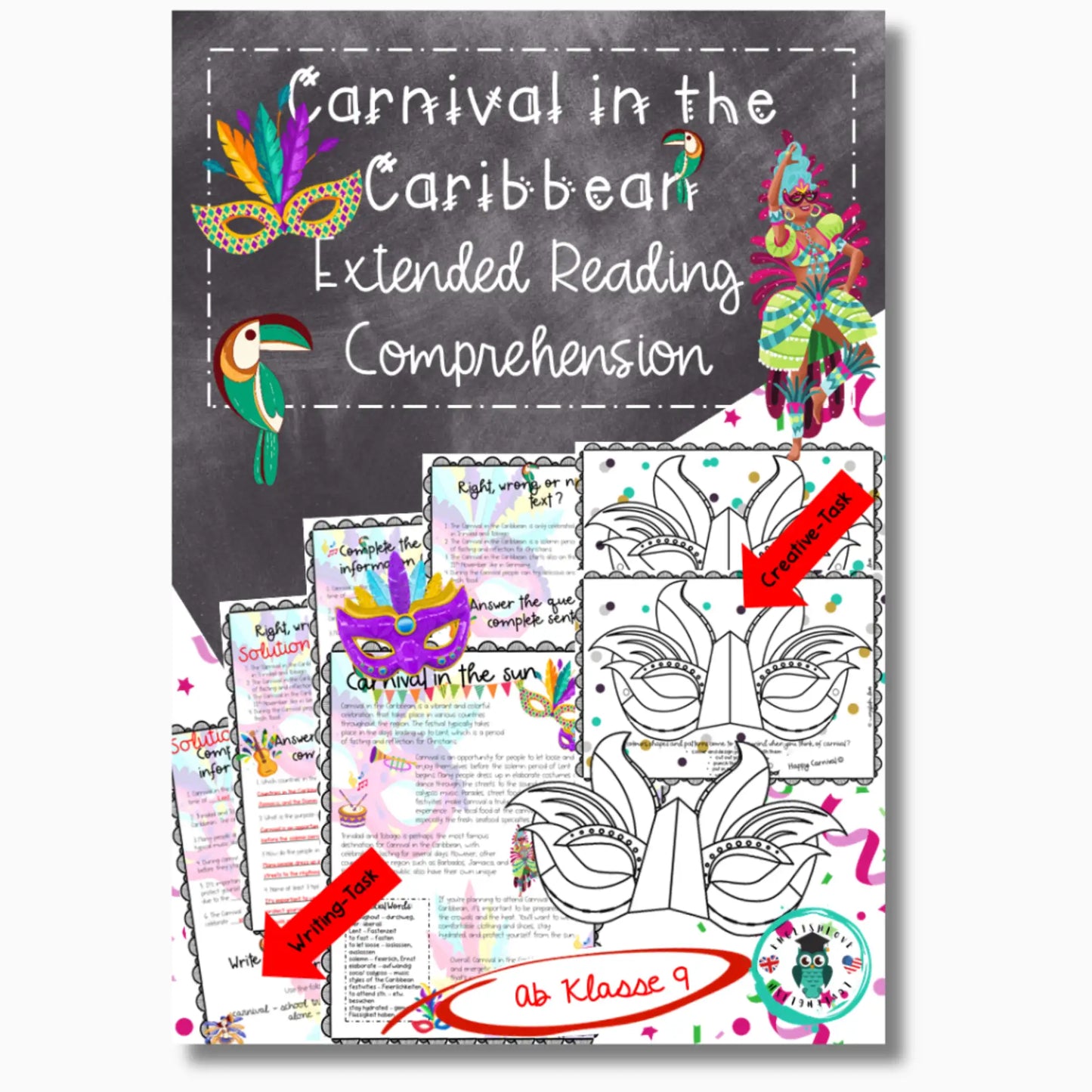 Unterrichtsmaterial Englisch Reading Comprehension Karneval Fasching für Englischlehrer. PDF
