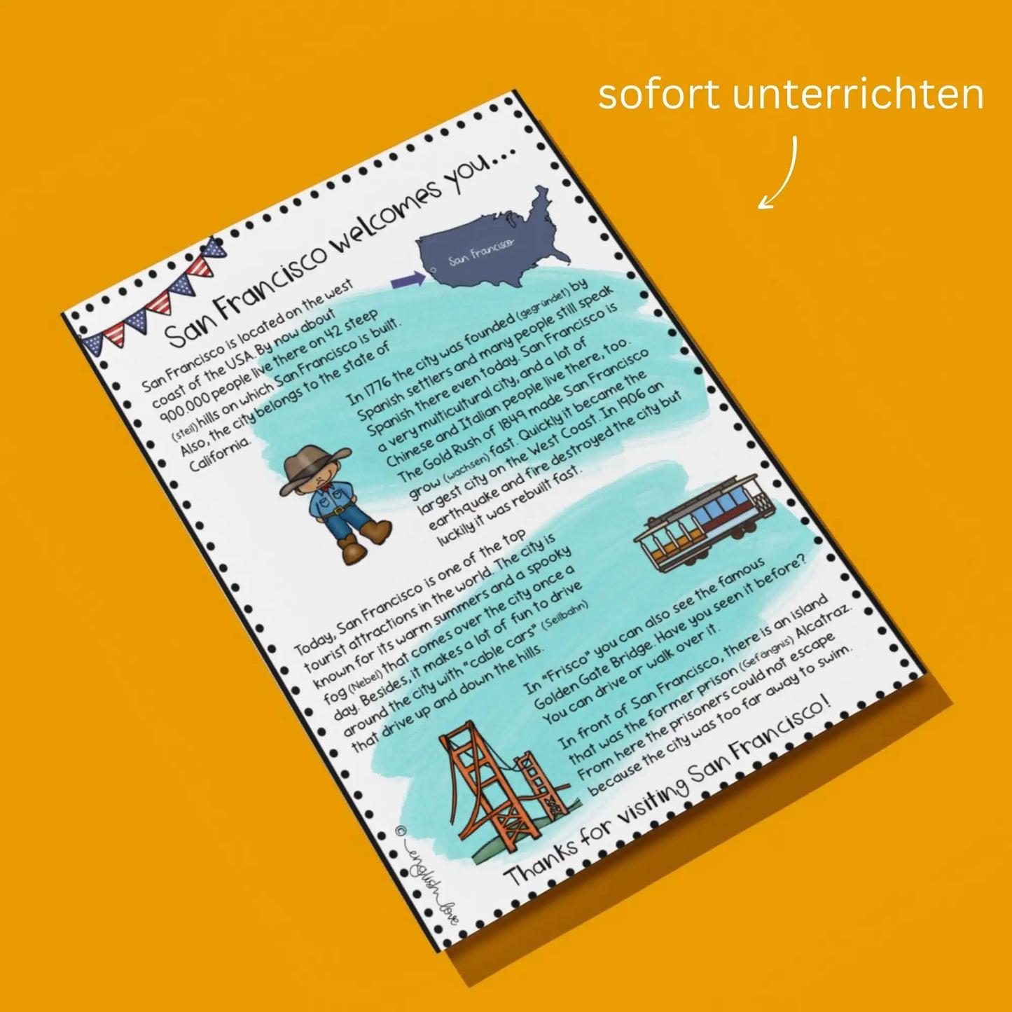 USA Unterrichtsmaterial Englisch Reading Comprehension Klasse 8 San Francisco