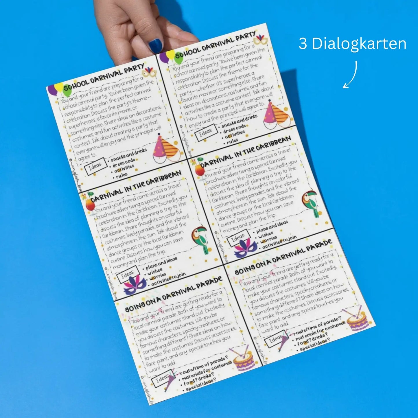 Karneval Fasching Dialog Englischunterricht Material Klasse 9