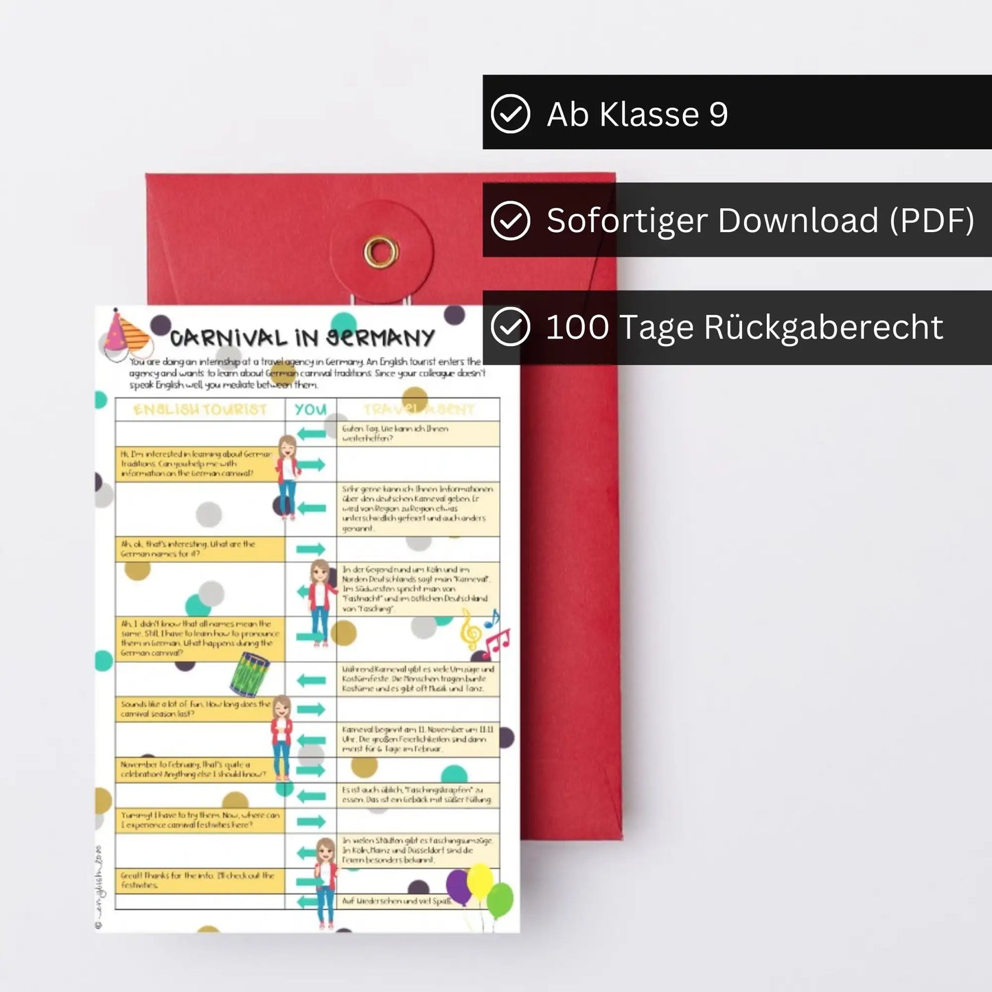 Karneval Fasching Speaking Englischunterricht Material Download PDF