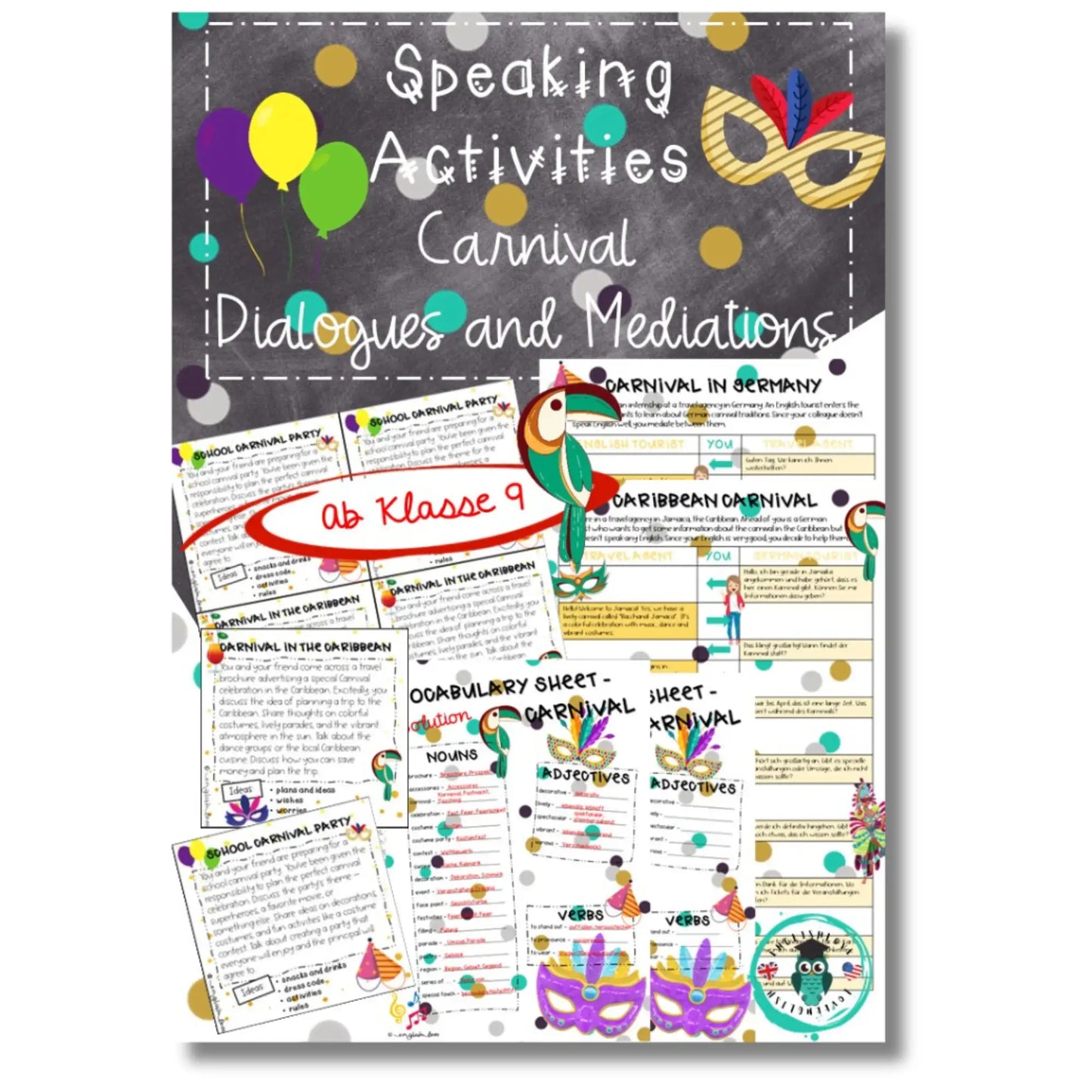 Karneval Fasching Speaking Englischunterricht Dialog und Sprachmittlung Material