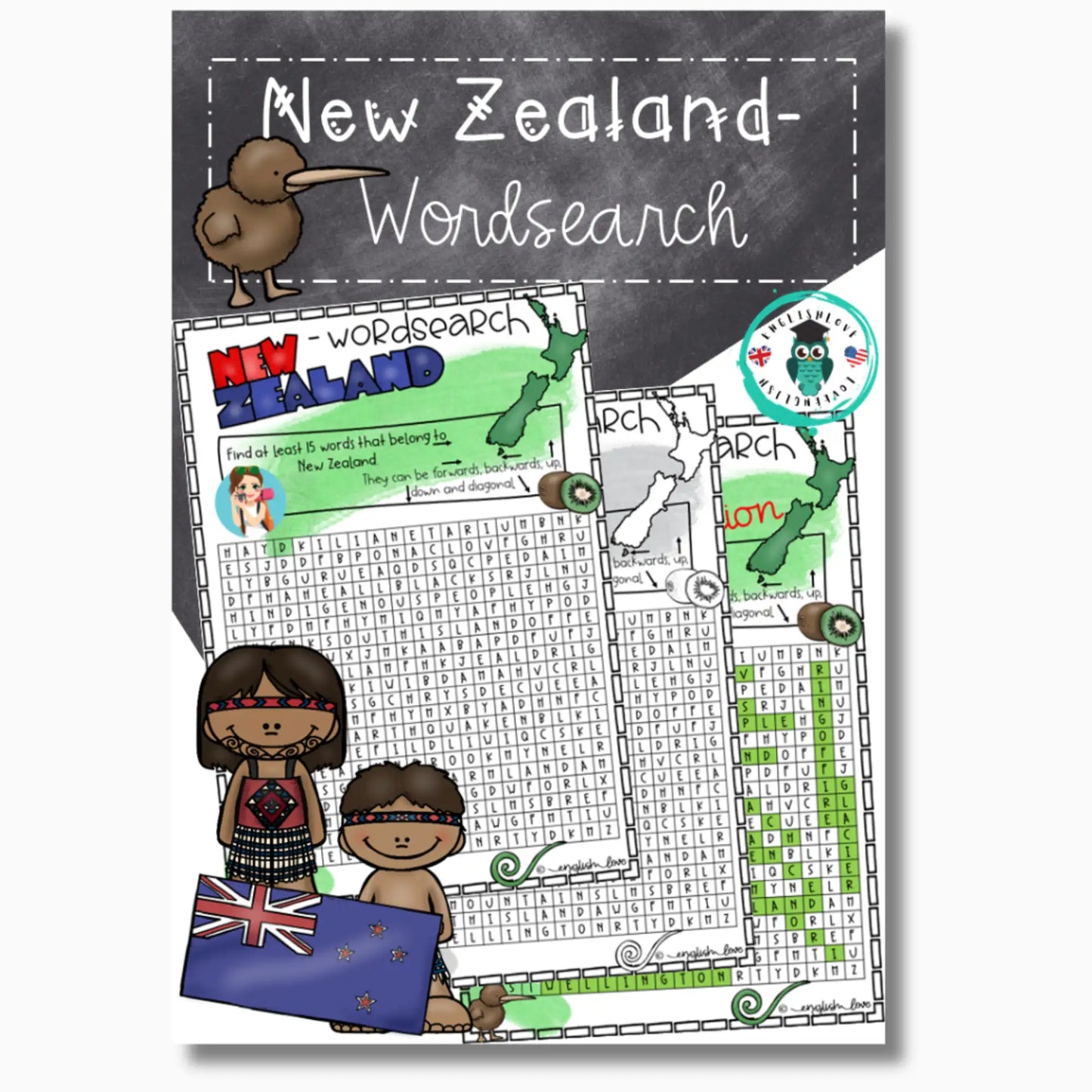 Neuseeland Englischunterricht Arbeitsblatt Suchsel Klasse 9,10,11
