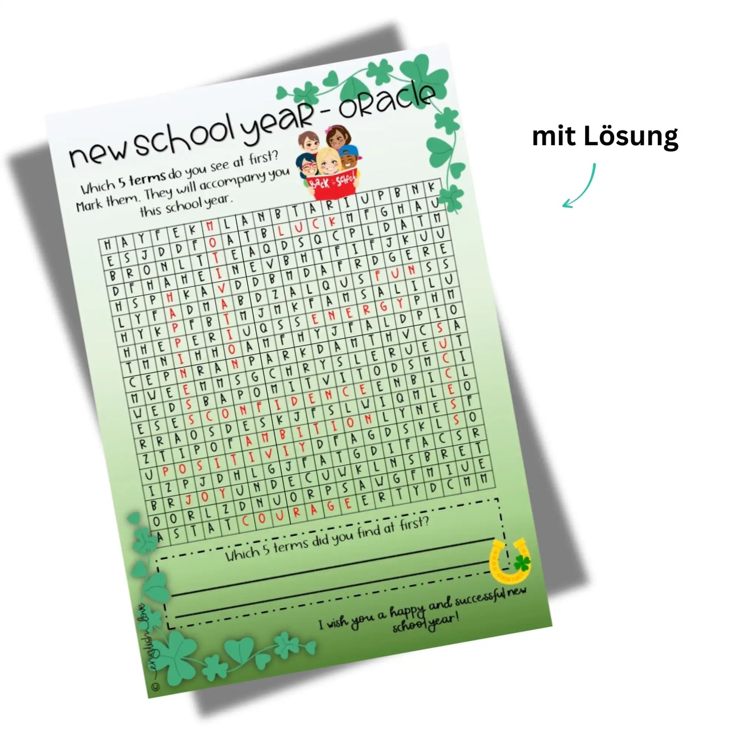 Schuljahresbeginn Orakel Wörter Lösung
