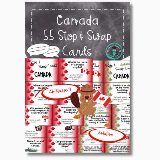 Canada Stop Swap Cards Stundeneinstieg Unterrichtsmaterial Englisch