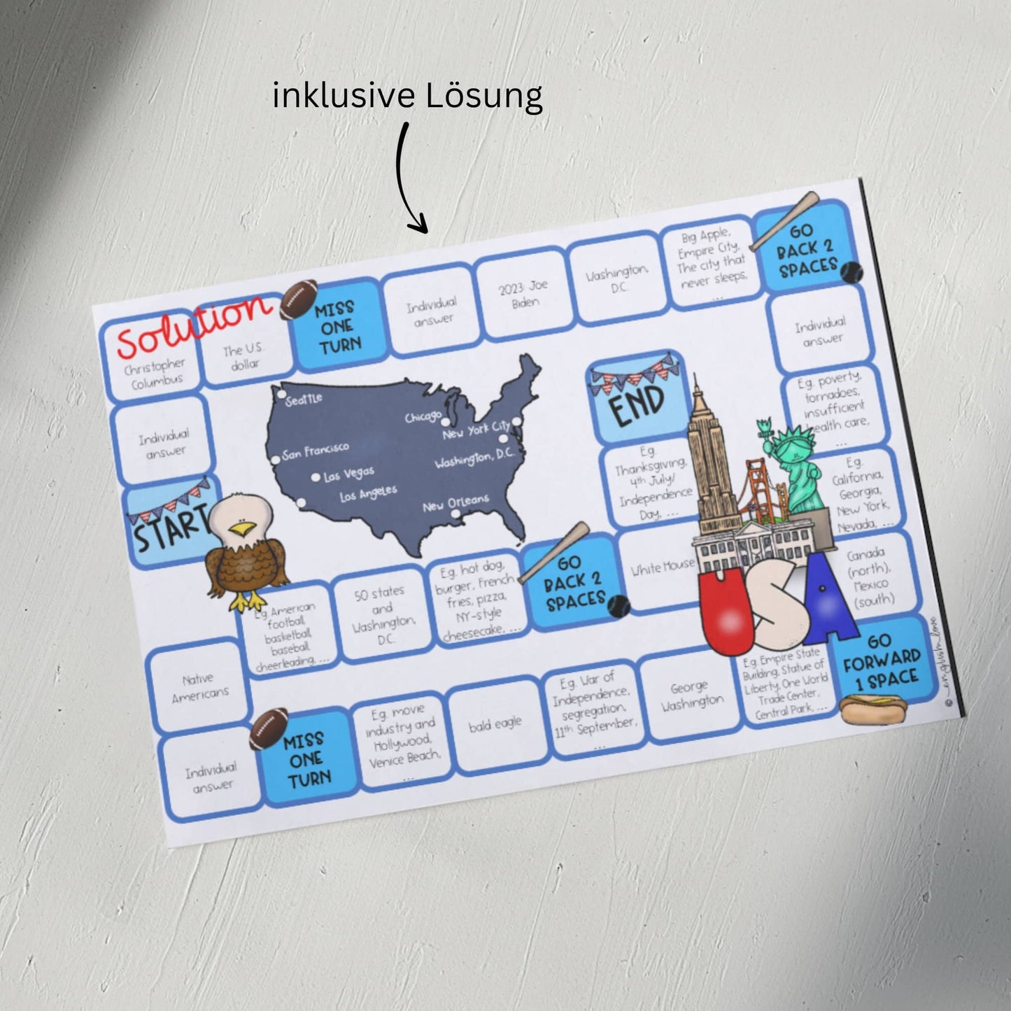 USA Brettspiel ab Klasse 8