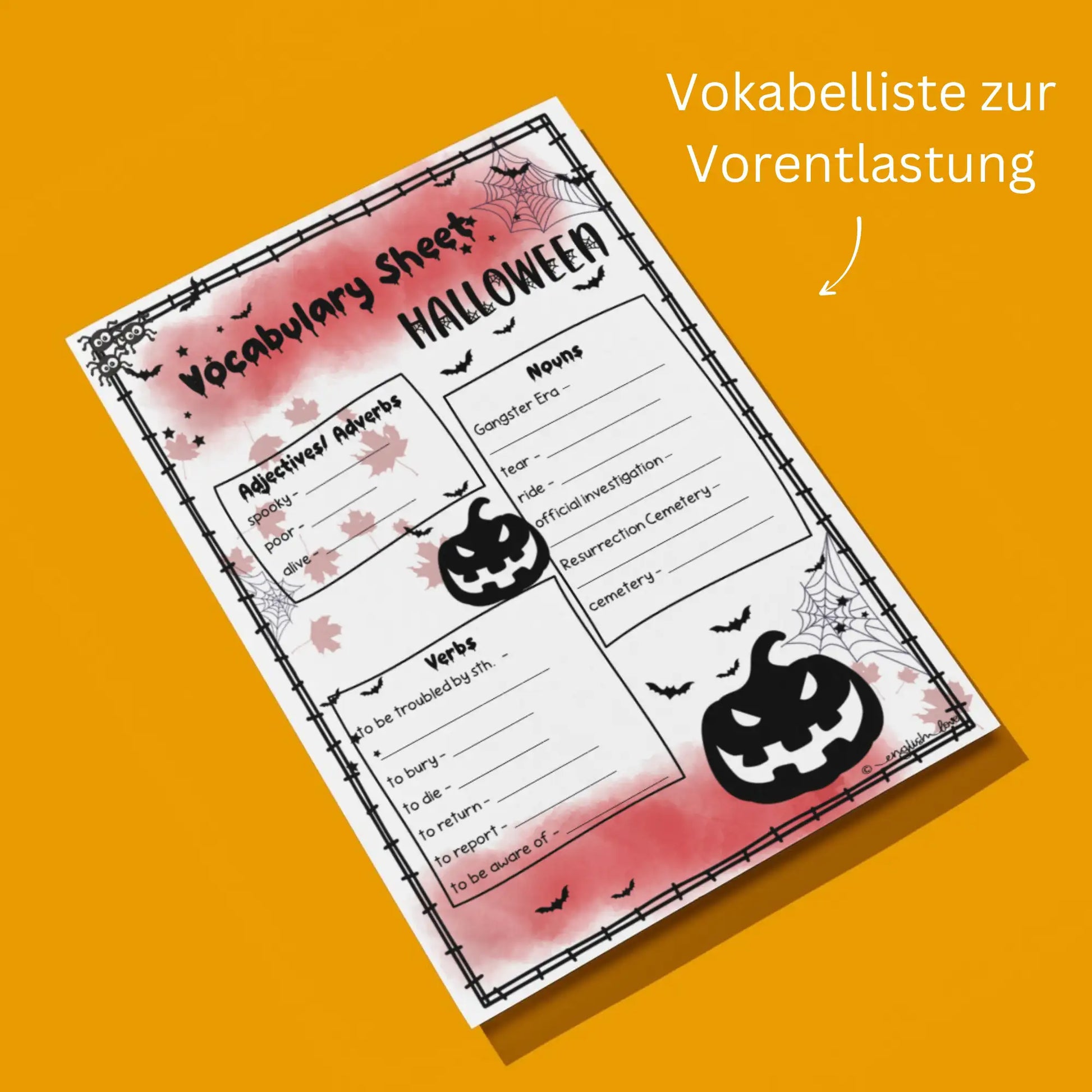 Vokabeln Halloween Englisch