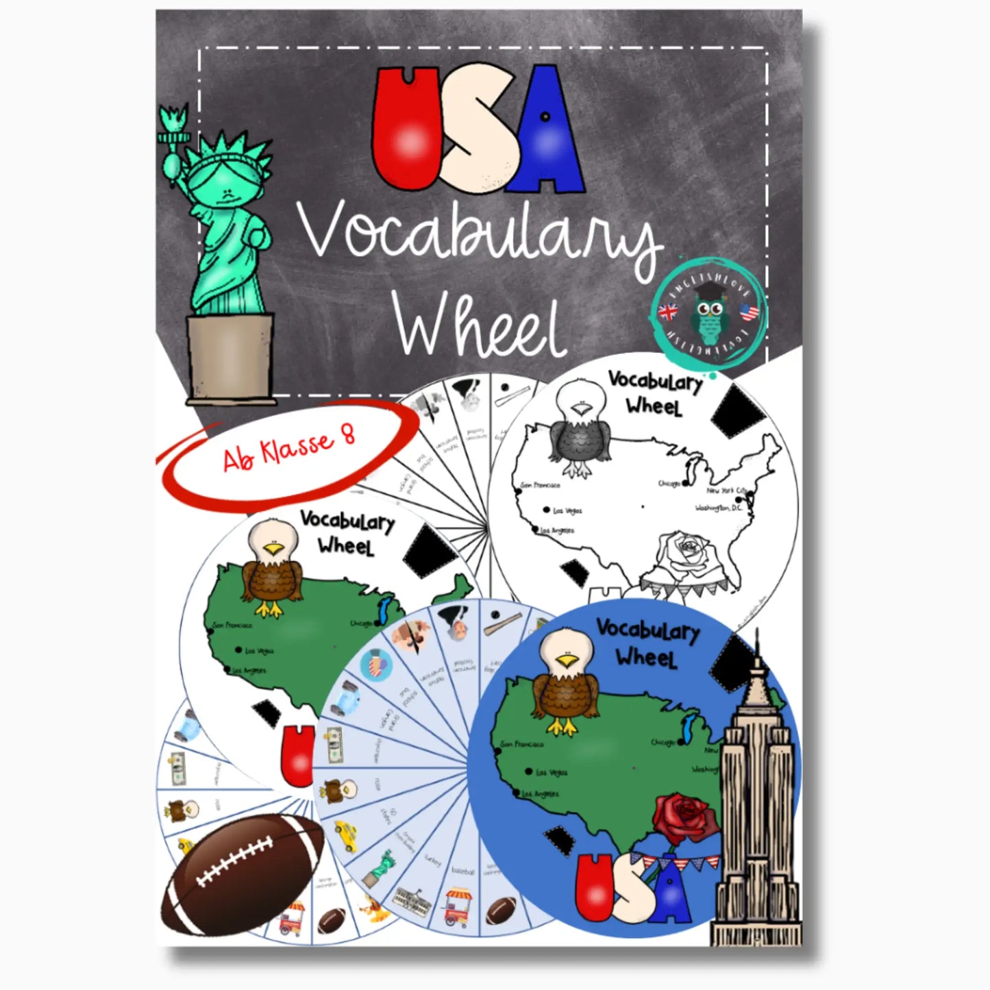 USA Unterrichtsmaterial Klasse 8 Vocabulary Wheel für Englischlehrer. PDF