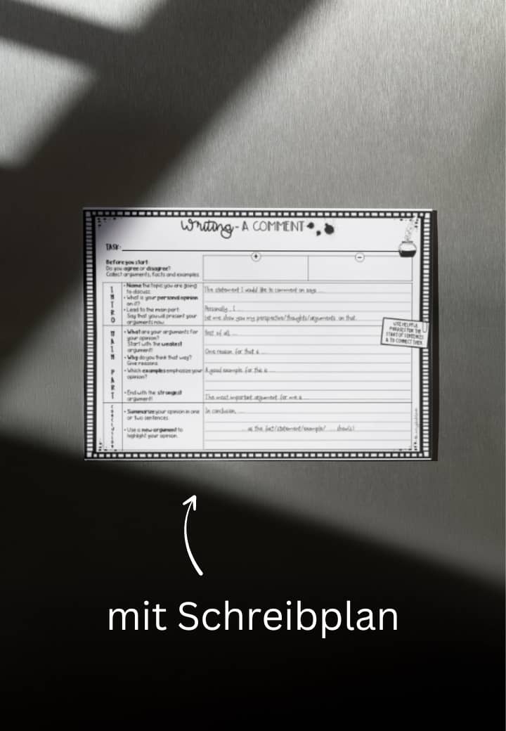 Writing Comment Schreibplan Englischunterricht
