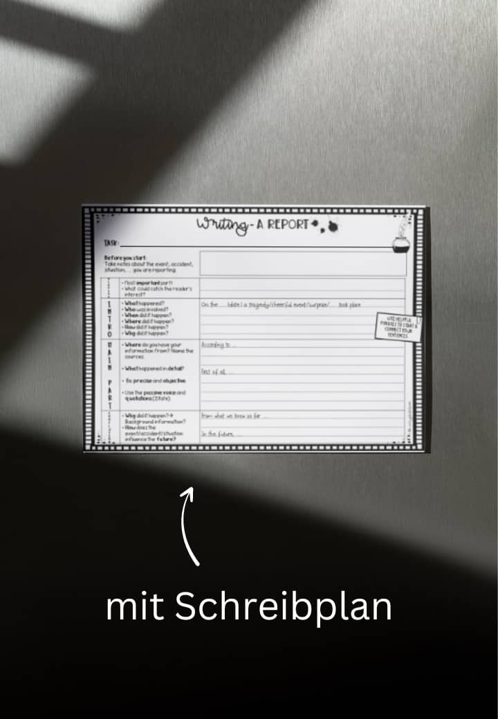 Schreibplan Writing report Englischunterricht