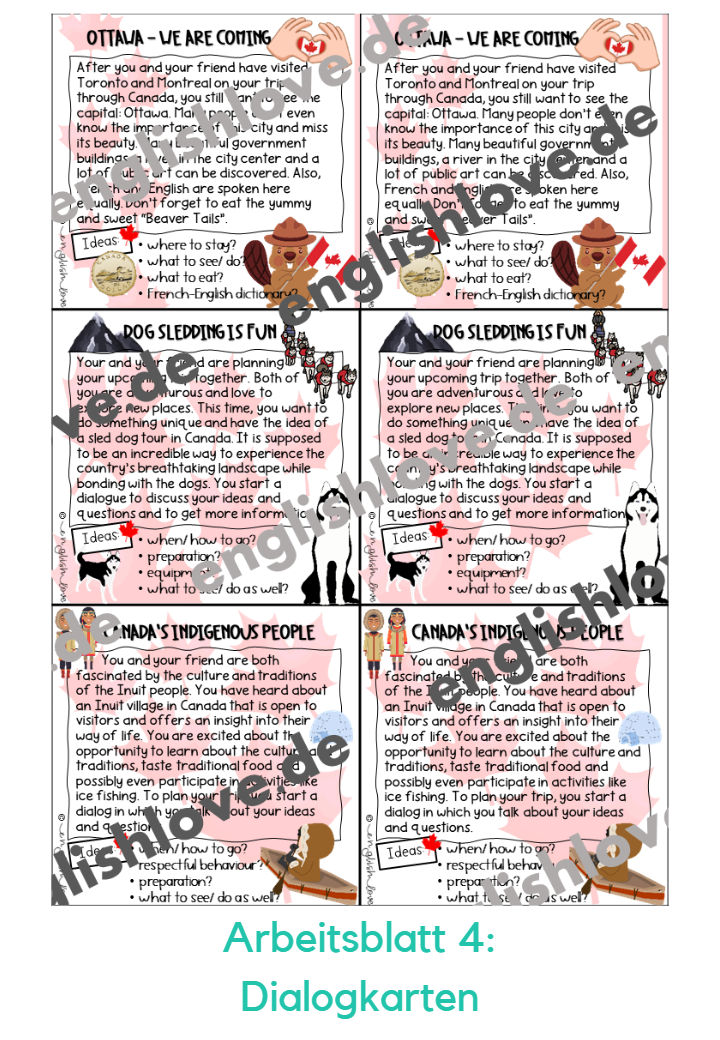 Kanada Dialog Sprachmittlung Arbeitsblatt Übung