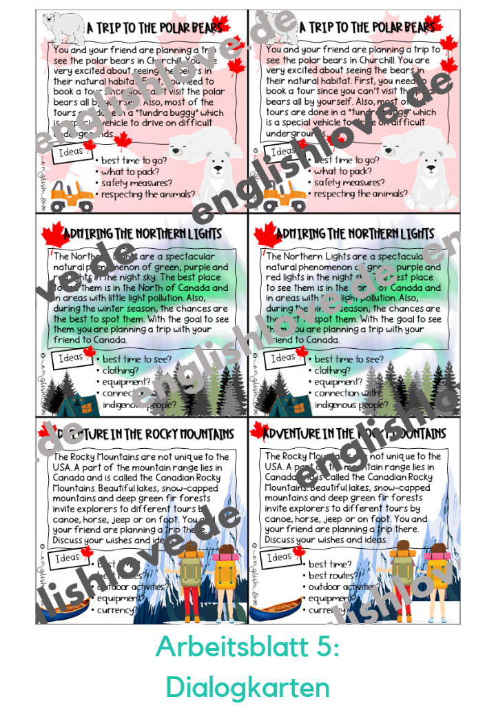 Kanada Dialog Arbeitsblatt Englisch