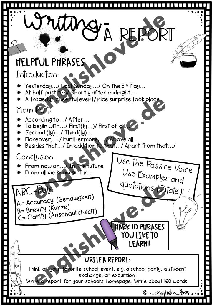 How to write report: Hilfe & helpful phrases