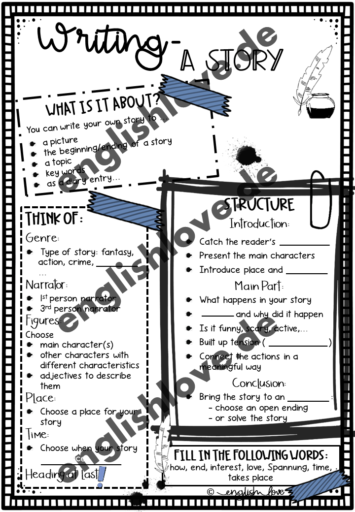 Writing a story: Struktur und Merkblatt