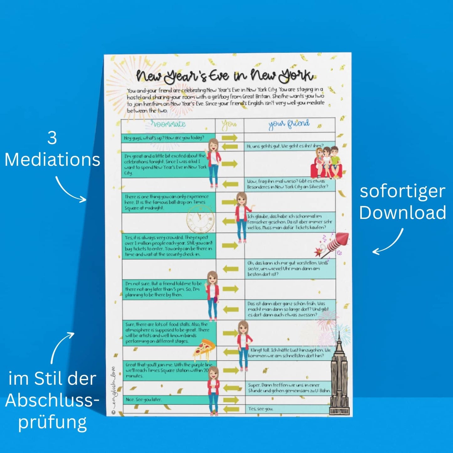 New Year Speaking Activitiy Englischunterricht Mediation