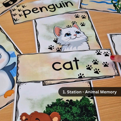 Tag der offenen Tür Station Tiere Englisch Animal Memory