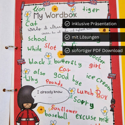 Materialpaket Anfangsunterricht Englisch Klasse 5 Präsentation, Arbeitsblätter, Lösungen für Lehrkräfte