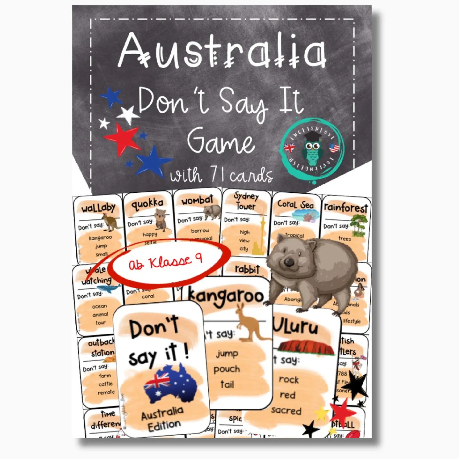 Australien Speaking Game: Don't say it - 71 Tabu Karten für den Englischunterricht ab Klasse 9