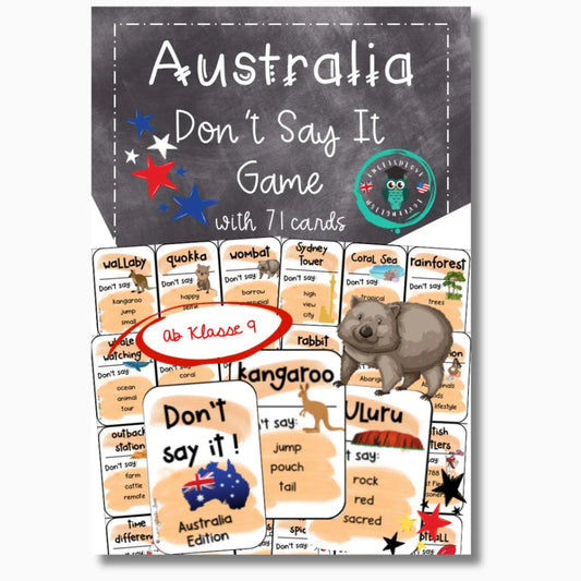 Australien Speaking Game: Don't say it - 71 Tabu Karten für den Englischunterricht ab Klasse 9