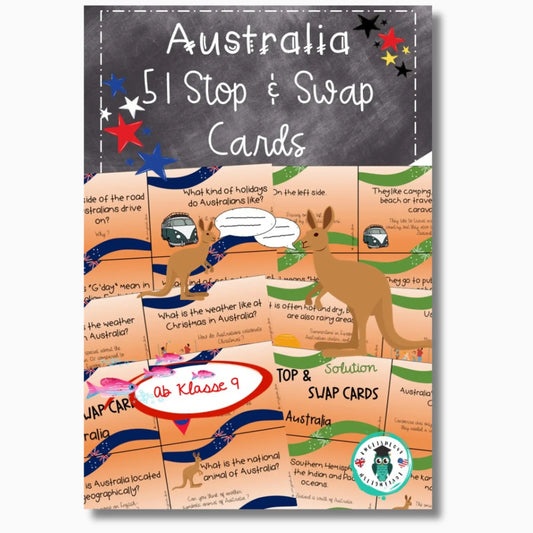 Australien Englischunterricht Klasse 9. Stop & Swap Cards für Englischlehrkräfte