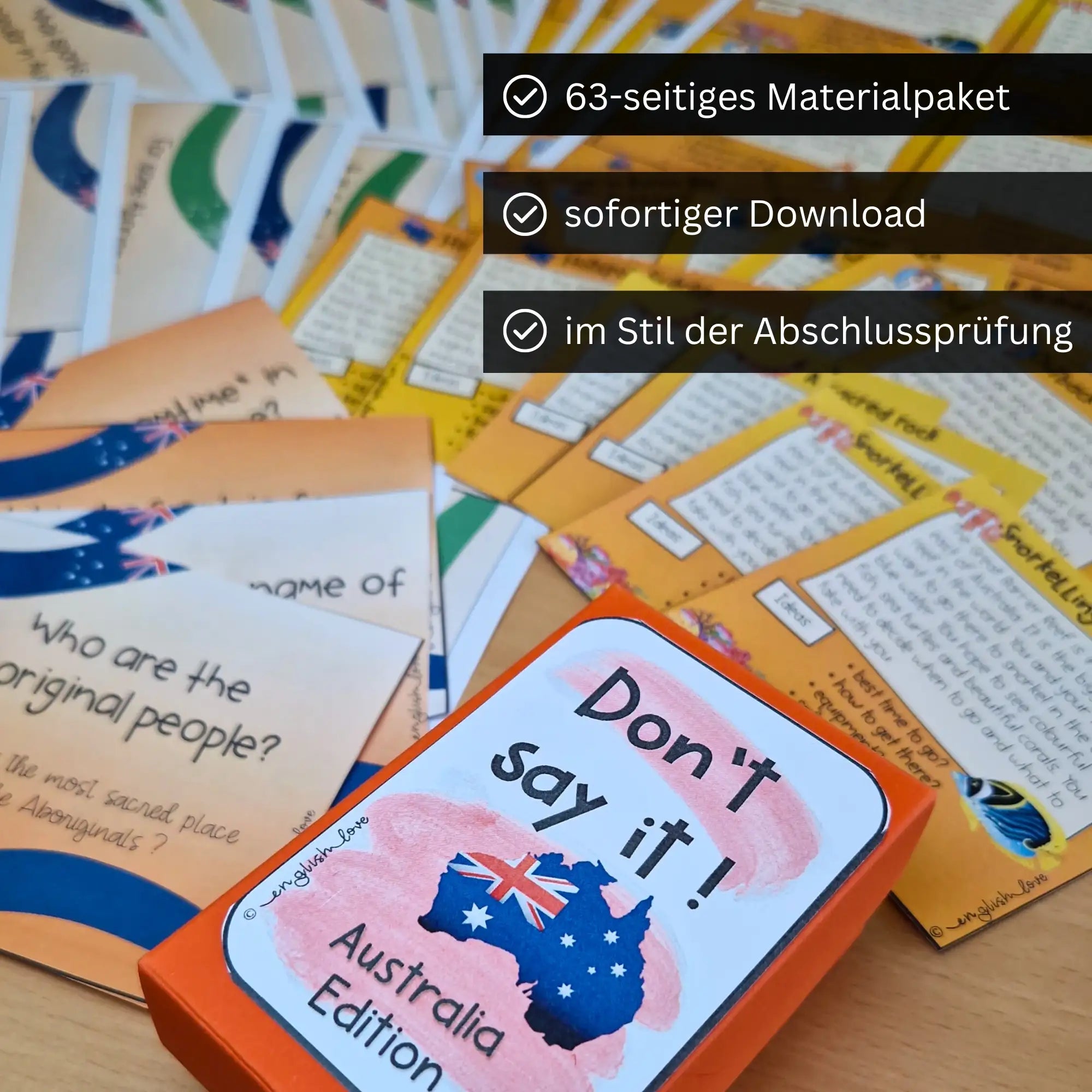 Australien Materialpaket für Englischlehrkräfte. Unterrichtsmaterial Klasse 9 Prüfungsvorbereitung. 63 Seiten Materialpaket