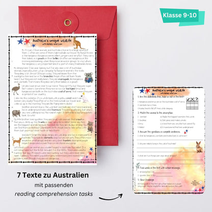 Reading Comprehension Australien Klasse 9 - 10 für Englischlehrkräfte. Tasks mit Lösung
