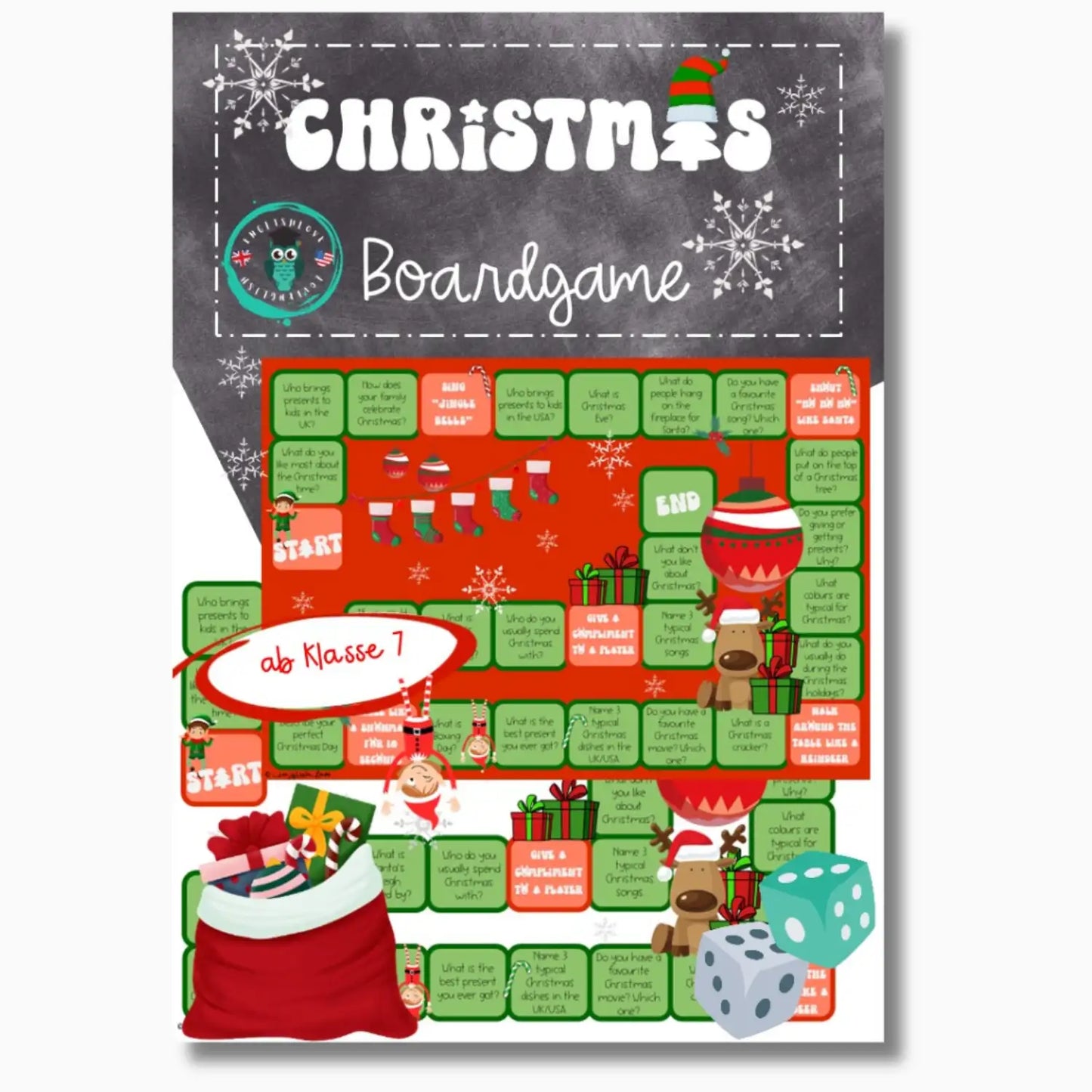 Christmas im Englischunterricht. Unterrichtsmaterial Spiel ab Klasse 7 für Englischlehrkräfte
