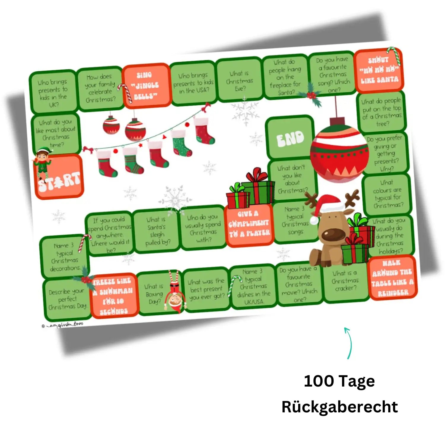 Christmas im Englischunterricht. Unterrichtsmaterial Spiel ab Klasse 7 für Englischlehrkräfte. 100 Tage Rückgaberecht