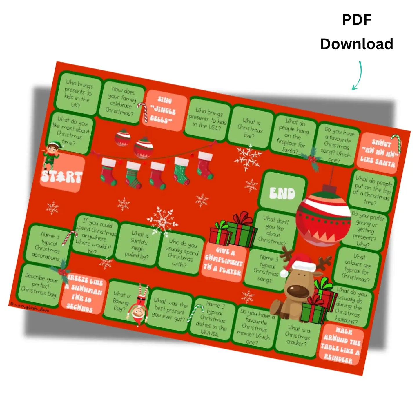 Christmas im Englischunterricht. Unterrichtsmaterial Spiel ab Klasse 7 für Englischlehrkräfte als PDF Download