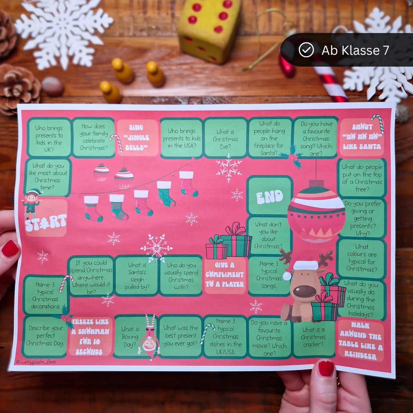 Christmas im Englischunterricht. Unterrichtsmaterial Spiel / Boardgame ab Klasse 7 für Englischlehrkräfte