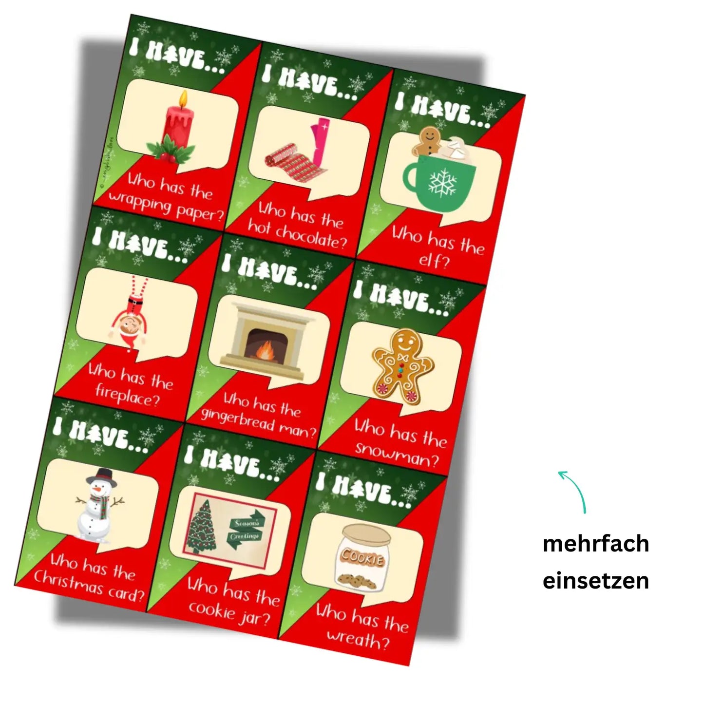 Weihnachten im Englischunterricht. Spiel für Englischlehrkräfte. I have who has Speaking Game ab Klasse 7