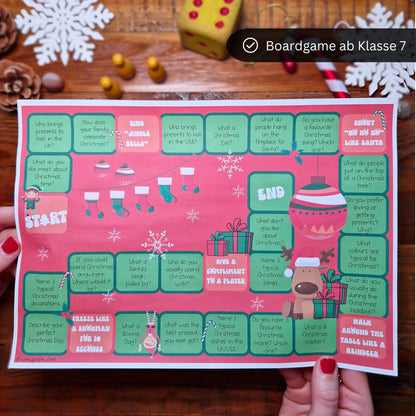 Christmas Bundle für den Englischunterricht. Unterrichtsmaterial Brettspiel für SuS Klasse 7