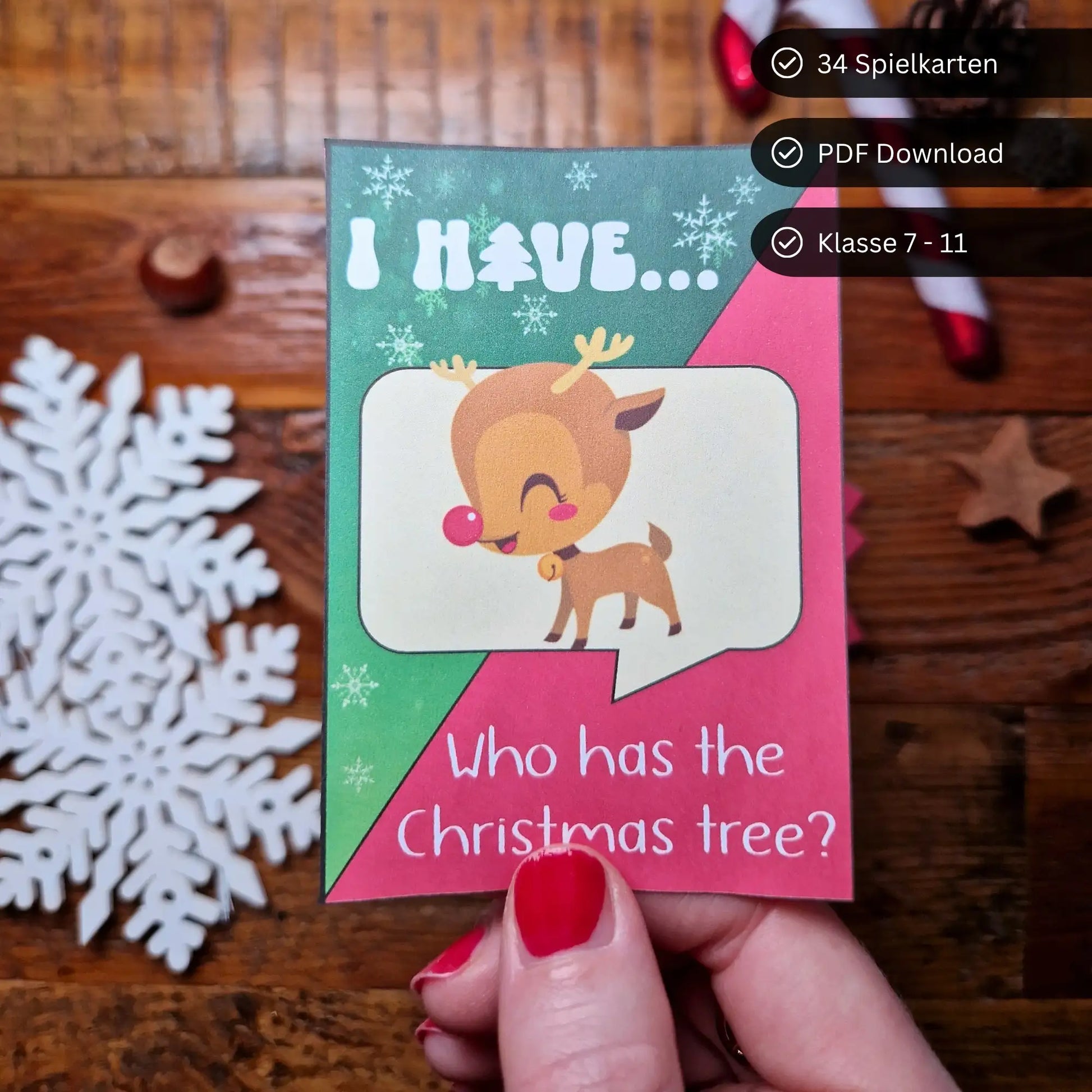 Christmas Bundle für den Englischunterricht Klasse 7–11: I have who has Spielkarten