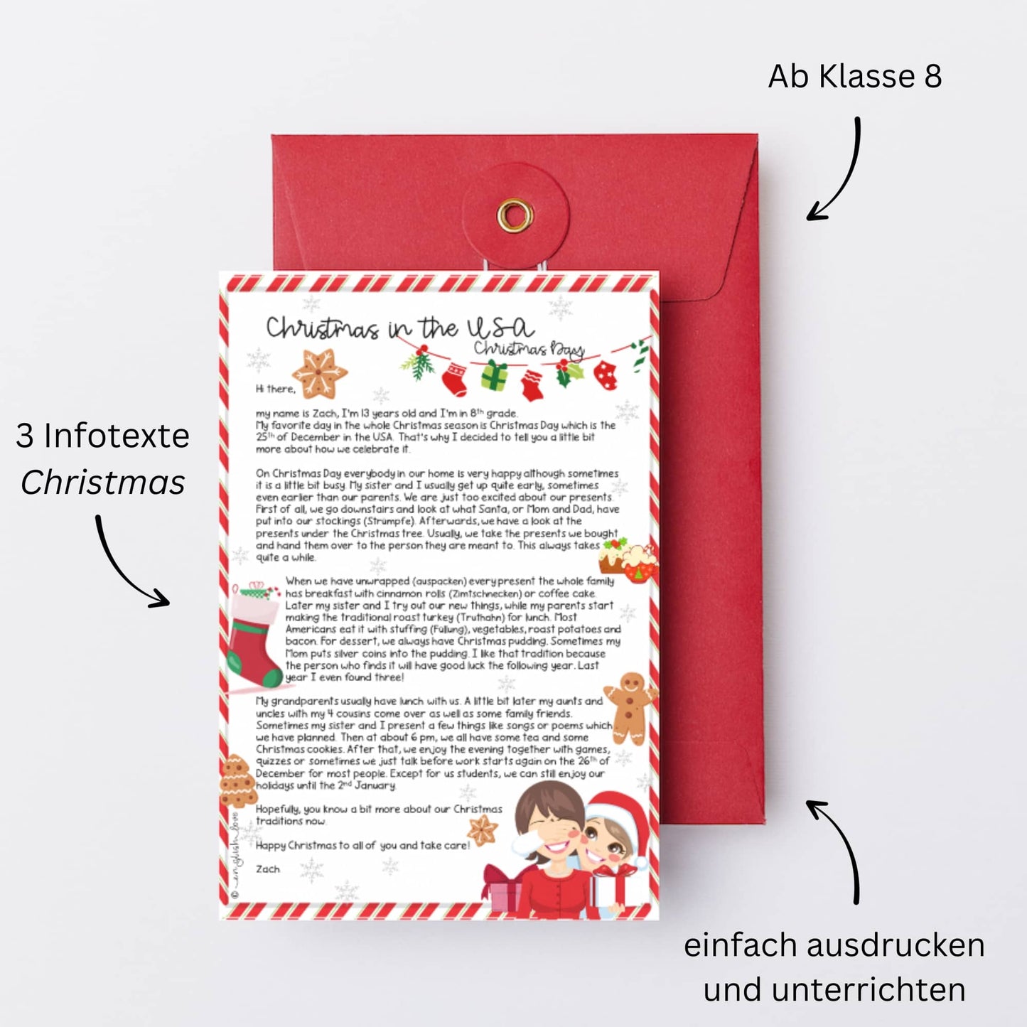 Unterrichtsmaterial Englisch Reading Comprehension Infotexte Weihnachten USA