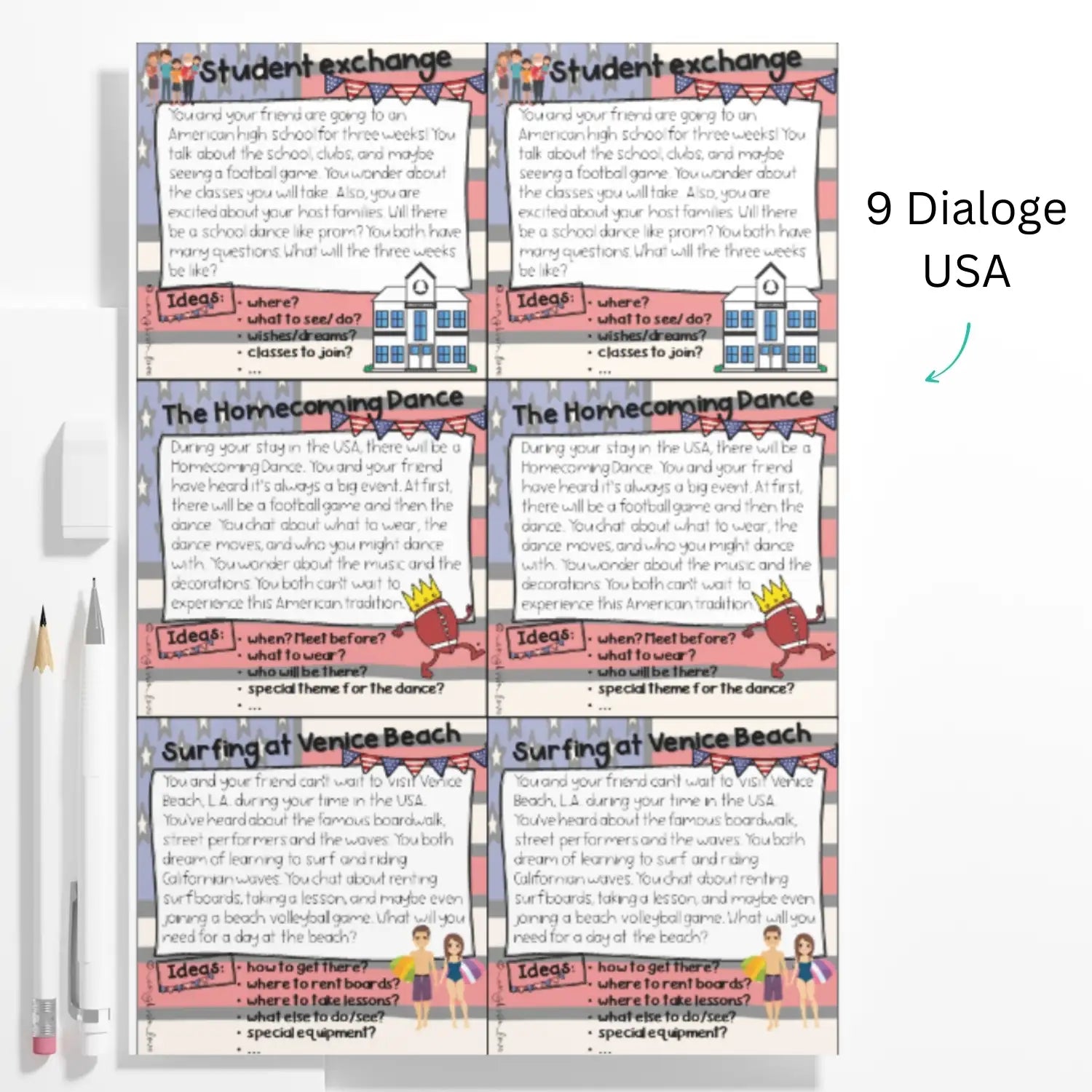 USA 9 Dialoge für Englischlehrkräfte ab Klasse 8
