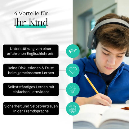 4 Vorteile für Ihr Kind: Unterstützung, Erfolg Lernen, selbstständiges Lernen, Sicherheit in Englisch