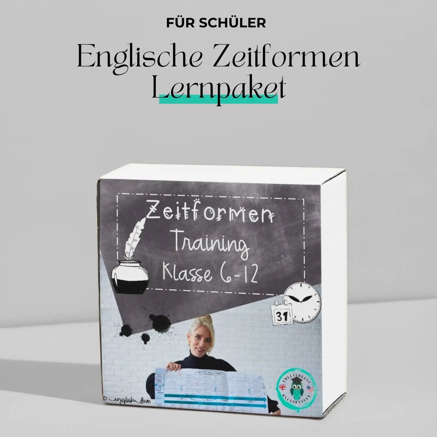 Zeitformen Lernpaket Klasse 6-12 für Schüler und Eltern- Englische Zeiten Training & Übungen
