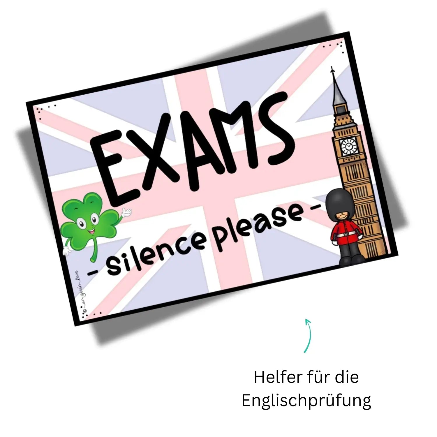 Helfer, Schilder, Aufsteller Tag der Prüfung Englisch