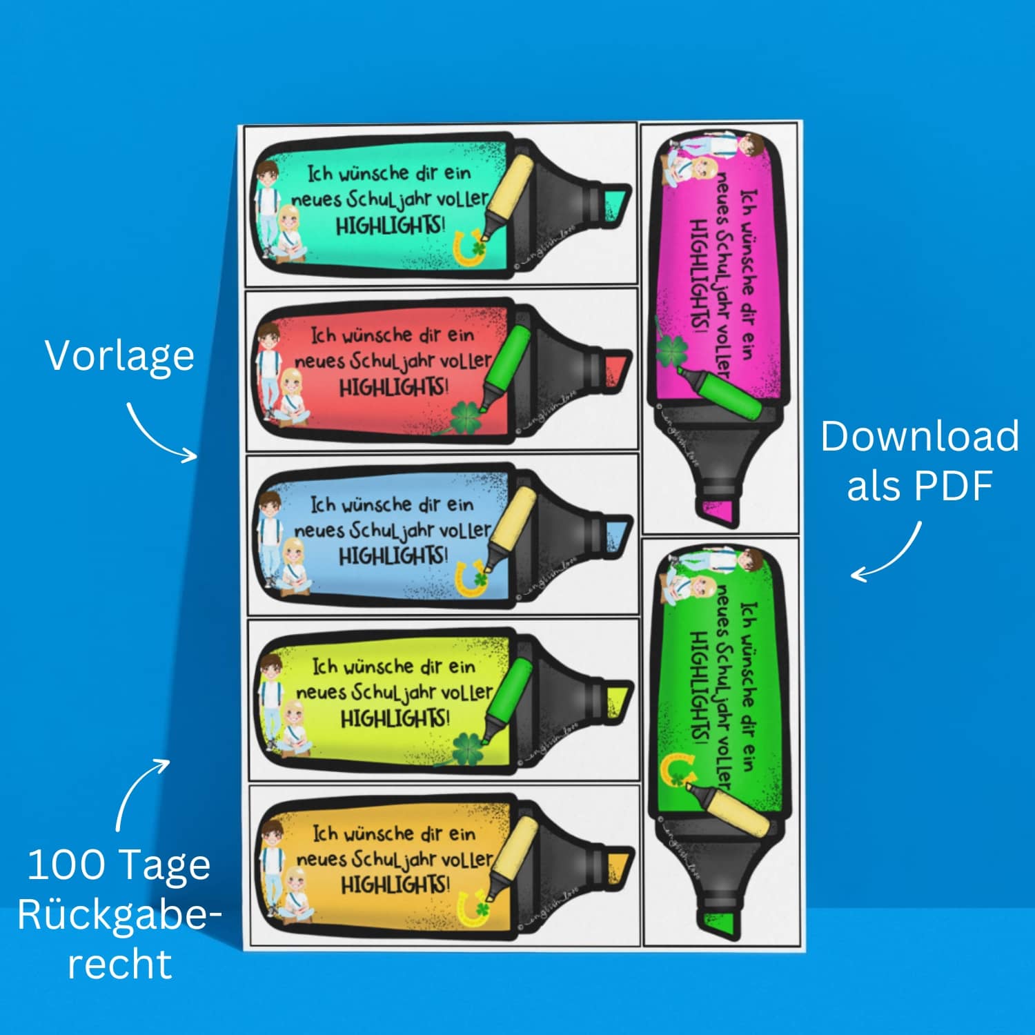 Geschenk Schulstart Vorlage Deutsch 100 Tage Rückgaberecht