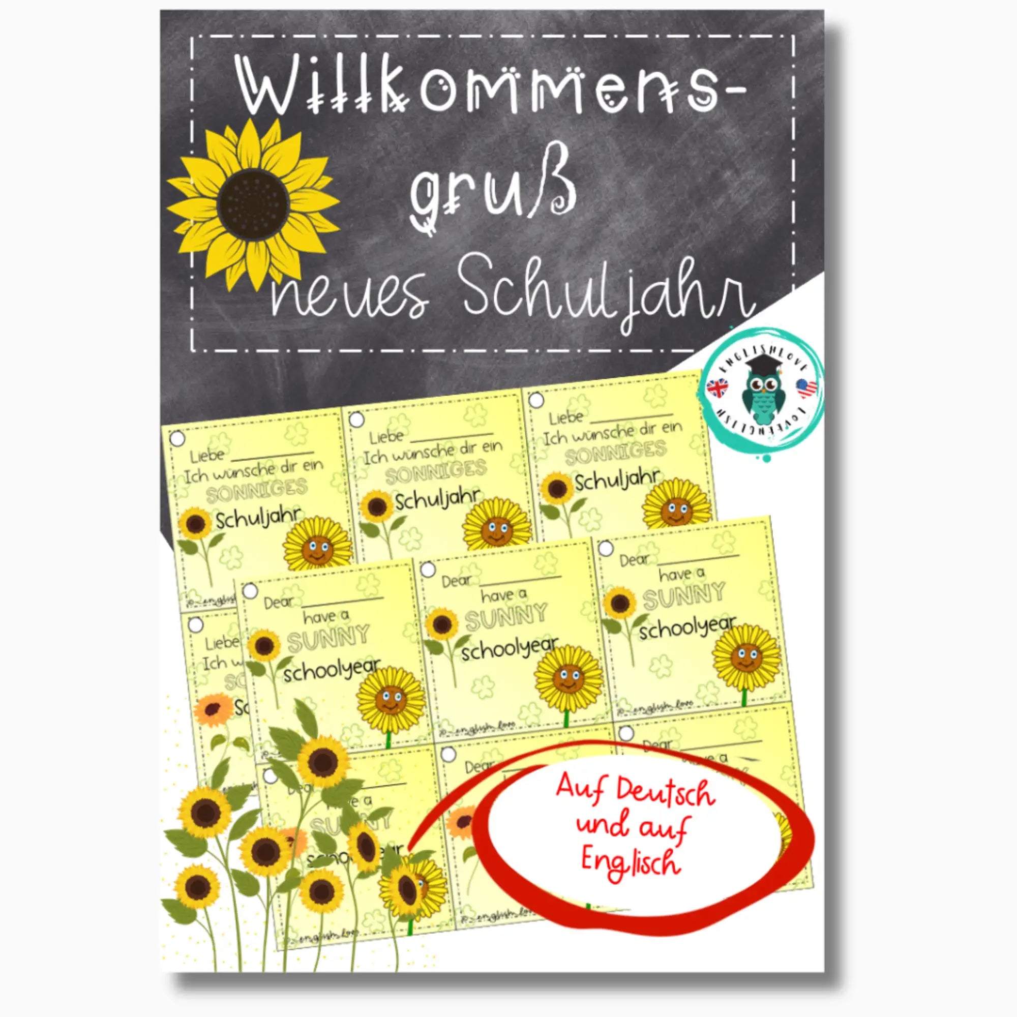 Geschenk Schulstart Sonnenblume Willkommensgruß für Schüler