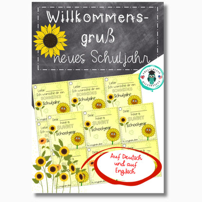 Geschenk Schulstart Sonnenblume Willkommensgruß für Schüler