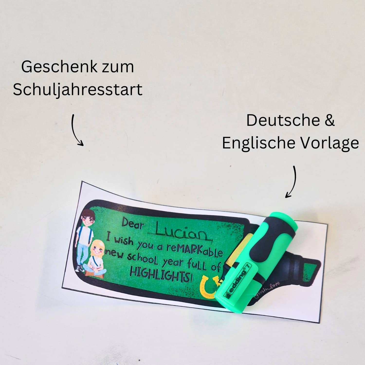 Geschenk Schulstart Vorlage Deutsch & Englisch