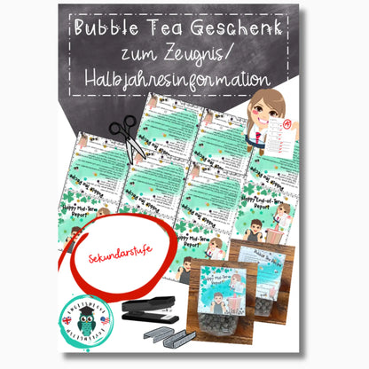 Bubble Tea Geschenk zum Zeugnis / Halbjahresinformation für Lehrkräfte