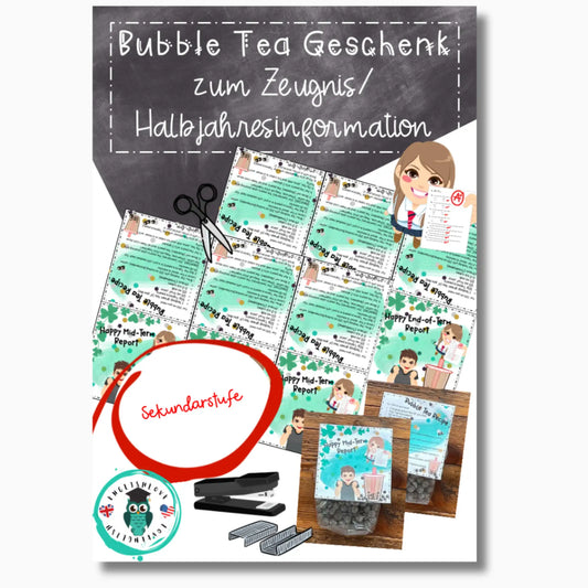 Bubble Tea Geschenk zum Zeugnis / Halbjahresinformation für Lehrkräfte