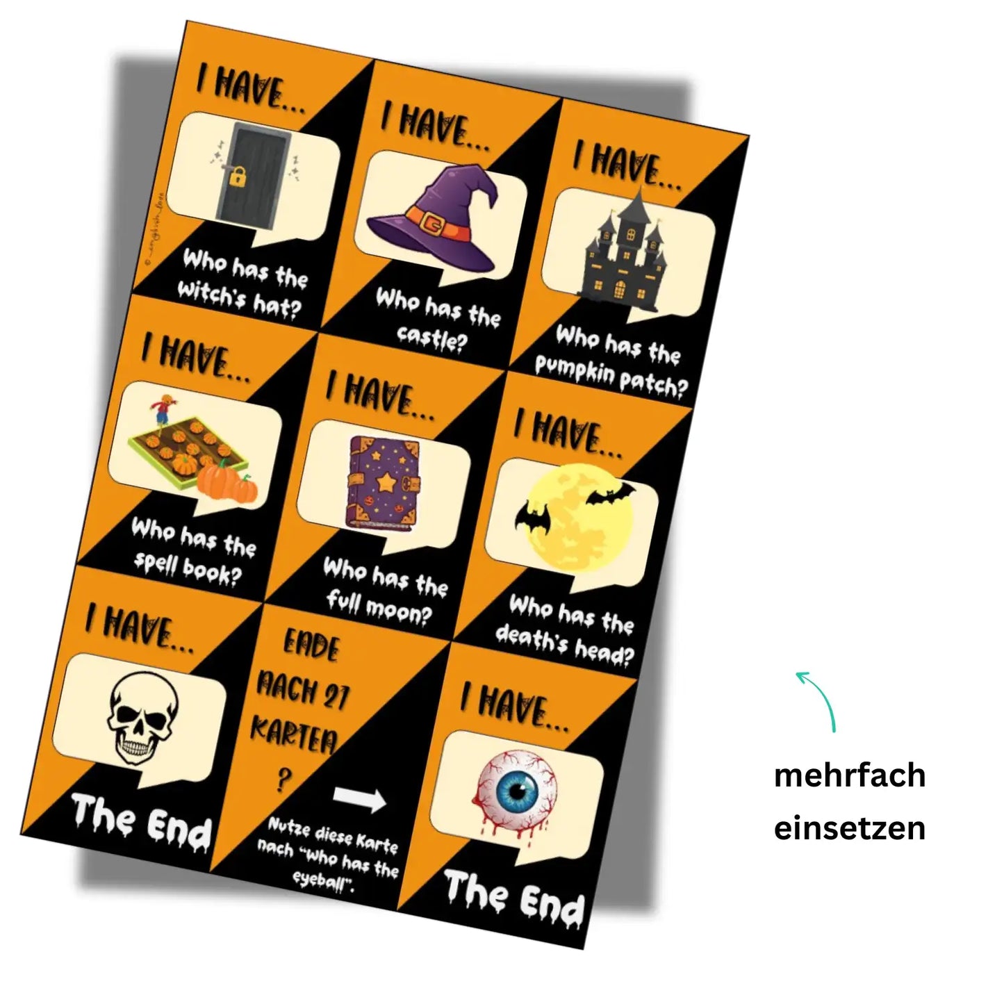 Halloween Spiel Klasse 7-11 für Englischlehrkräfte. I have - who has Englischunterricht PDF Download