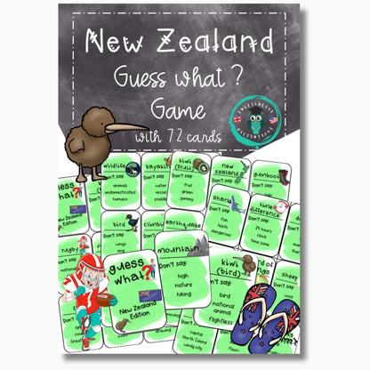 Neuseeland Guess What Spielkarten für Englischlehrer Klasse 9, 10, 11