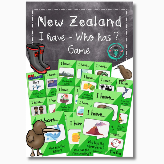 New Zealand Speaking Game: I have, who has. Unterrichtsmaterial für Englischlehrer. PDF