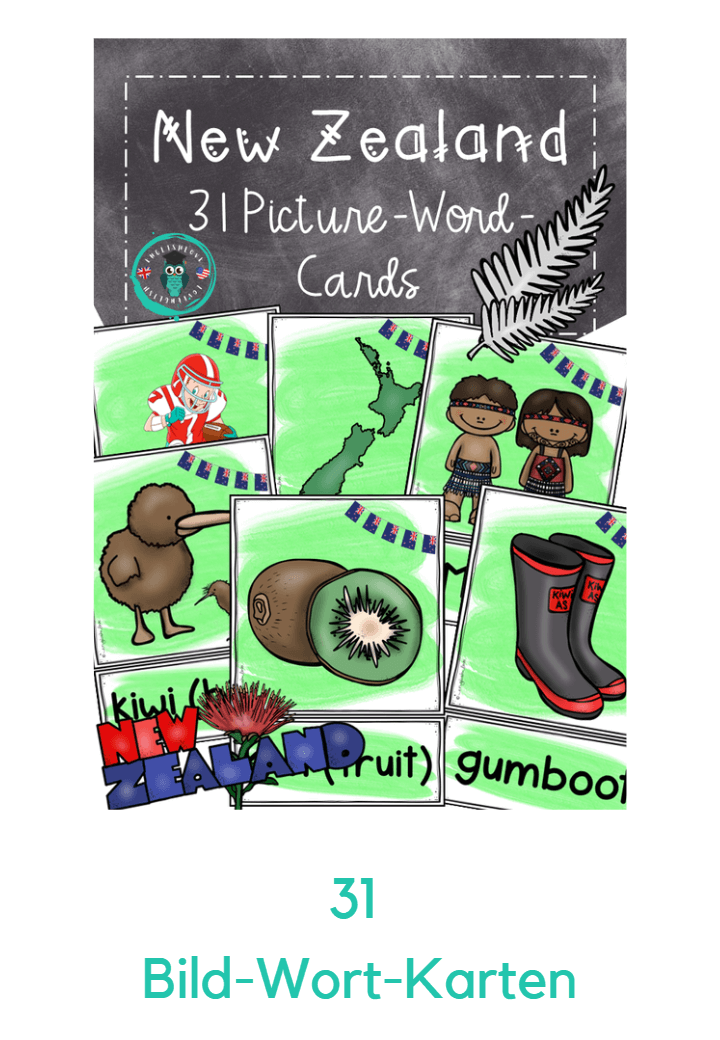 New Zealand Unterrichtsmaterial: 31 Picture Word Cards