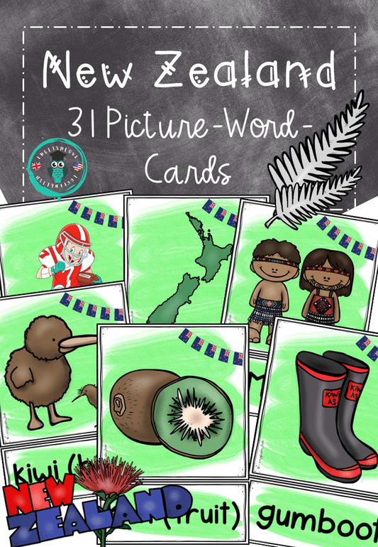 Picture Word Cards (Bildkarten) Vokabular Neuseeland New Zealand Englischunterricht